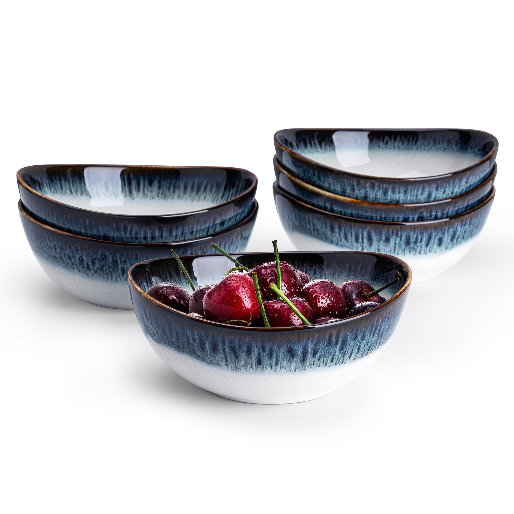 Sweese Porcelain Handmade 18 Oz Soup Bowls Set of 6, for Cereal | Salad | Pasta - Microwave, Dishwasher, and Oven Safe, Each Different