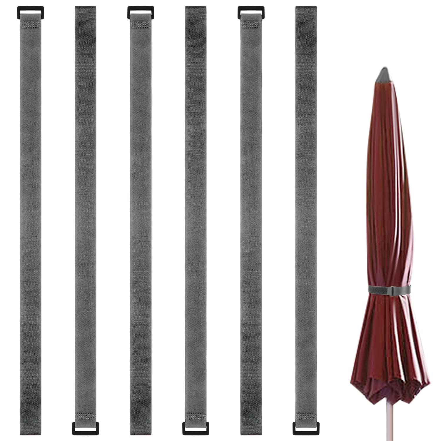 LUTER Umbrella Strap, 6 Pieces Adjustable Nylon Umbrella Strap for Patio Umbrella and Umbrella Attachment, Safety Strap for Patio Umbrella Accessories (Grey), grey