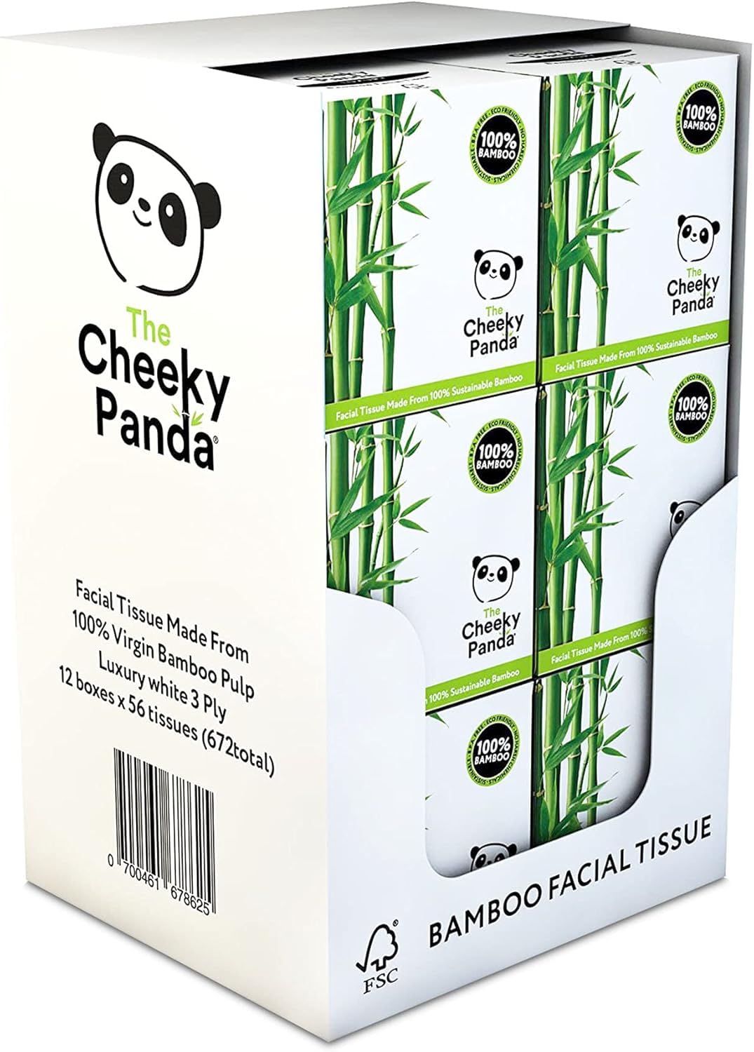 The Cheeky PandaBamboo Facial Tissues | 12 Cube Tissue Boxes | Soft Face Tissues | Plastic Free Tissues Box Multipack
