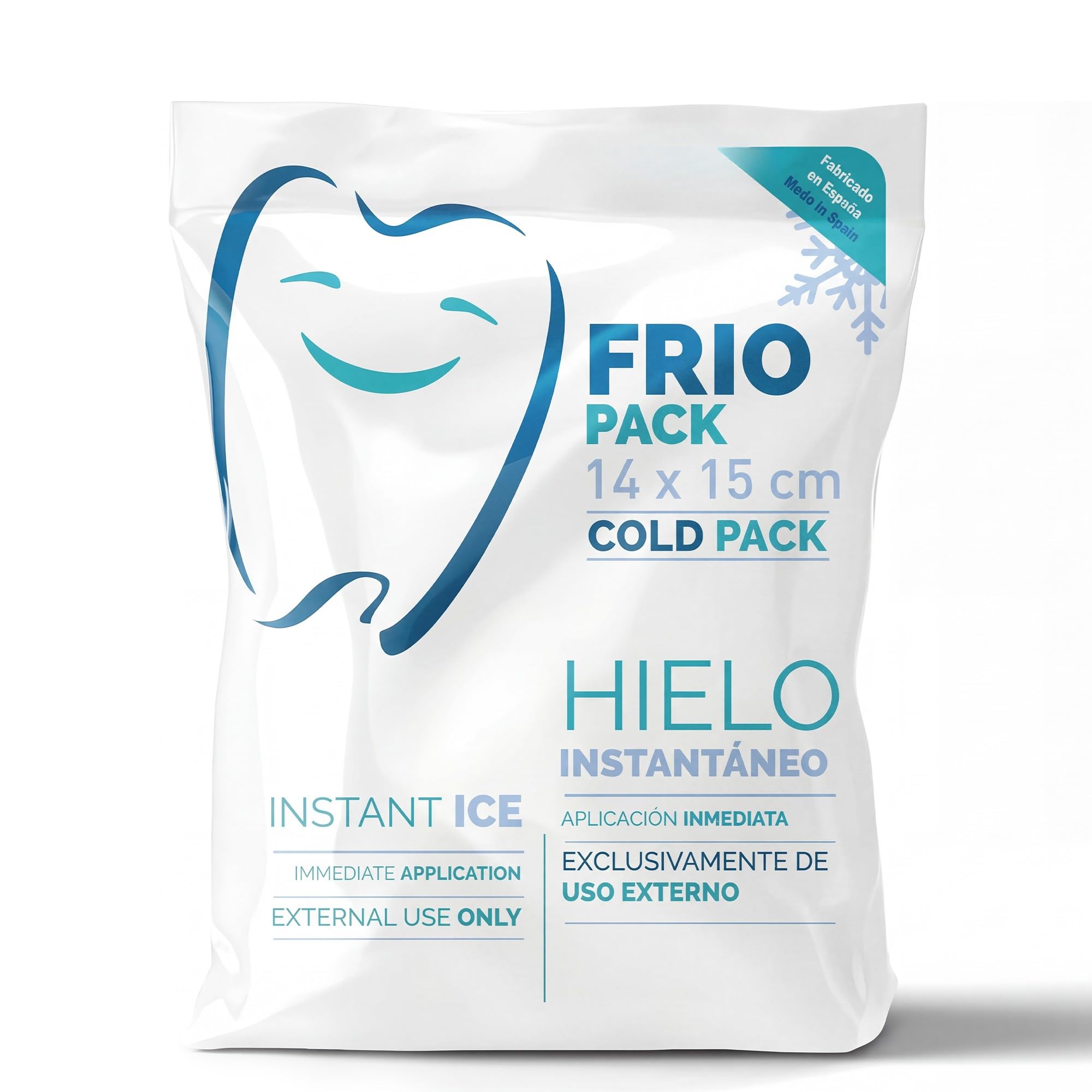 Bolsa de Frío Instantáneo. Bolsa Higiénica de Un Solo Uso. Sensación Rápida e Inmediata para uso externo. Compresas de Frío Multiusos. 14x15 cm. 1 Unidad