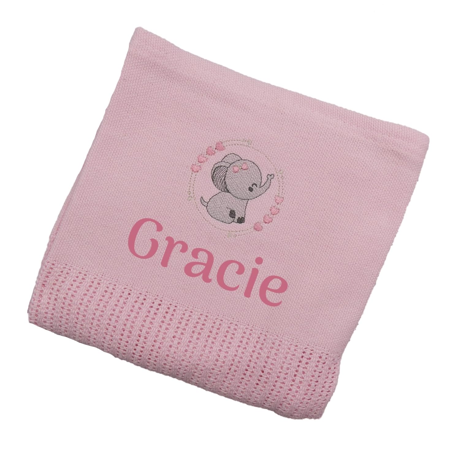 The Pyjama Party Personalised Baby Cellular Blanket with Embroidered Animal Motif 110cm x 70cm 100% Cotton Ideal Baby Gift