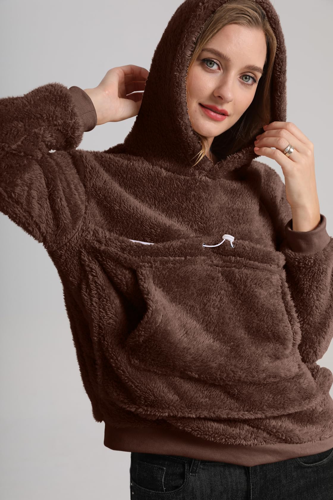 Kei Tomlison Pet Cat Dog Pouch Hoodies Small Animal Carrier – Kitten Puppy Pouch Sweatshirt Kangaroo Pocket Pullover for Women Brown