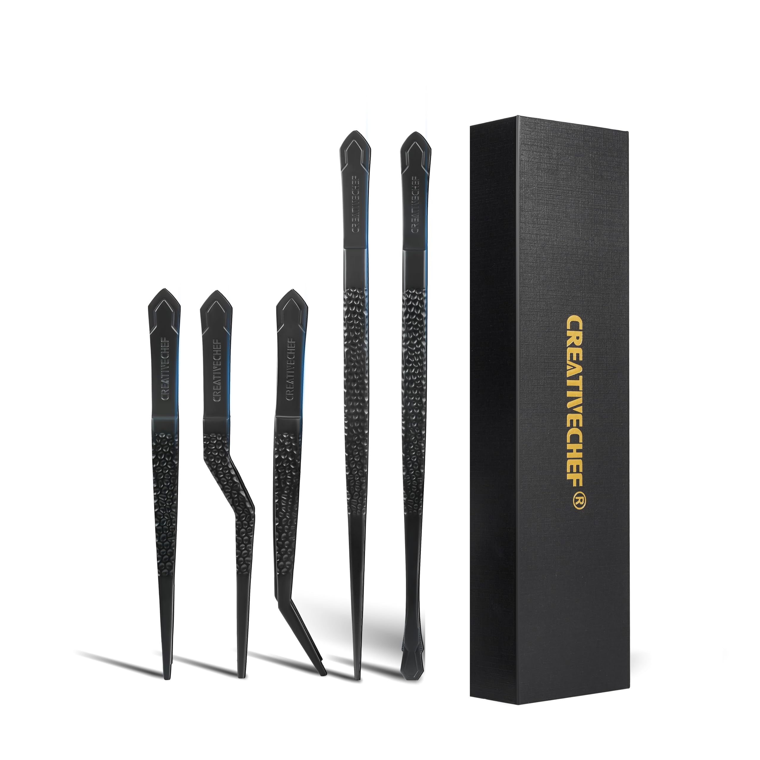 Lot de 5 pinces à épiler de cuisine, pince à épiler de chef, pince à épiler de 25,4 cm et 16,5 cm, universelle pour tous les types de cuisine, steak, placage, pâtes et beaucoup d'autres scénarios