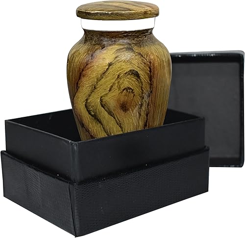 Miniatura 14 de BOLD & DIVINE Urna de recuerdo con temática texturizada de madera, urna conmemorativa de cenizas humanas, entierro, urnas de cremación fúnebre