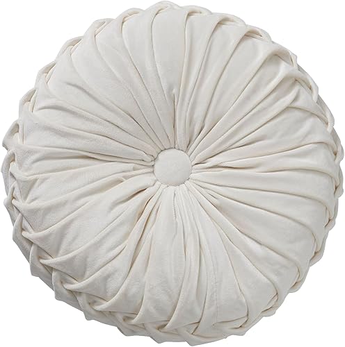 Miniatura 1 de Almohada redonda de terciopelo para decoración del hogar, cojín redondo de calabaza plisada suave para el suelo, para sofá, silla, cama o automóvil