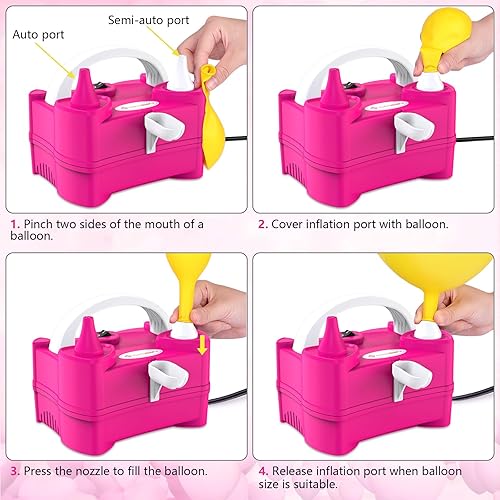 Miniatura 4 de IDAODAN Bomba eléctrica de globo de aire portátil de doble boquilla de 110 V 600 W, inflador eléctrico de globos para decoración de fiestas de niños