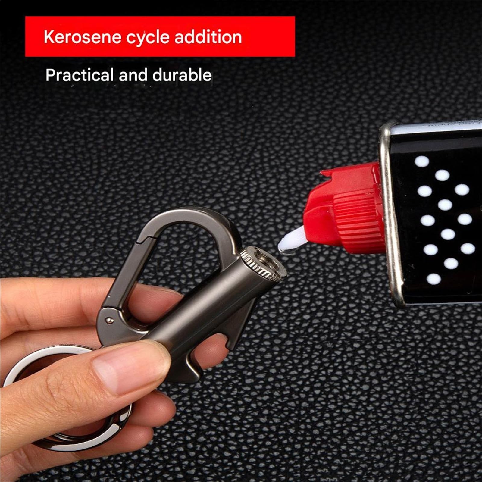 Llavero encendedor con abrebotellas multifunción, encendedor de queroseno recargable para exteriores y camping, para aventureros, diseño duradero y compacto