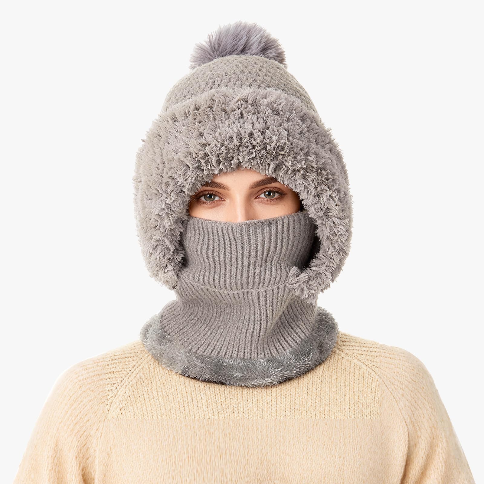 TAGVO Pasamontañas Termico para Mujer, Pasamontañas Invierno Capucha Polar Balaclava de Esquí Multifuncional para Clima Frío Esquí al Aire Libre
