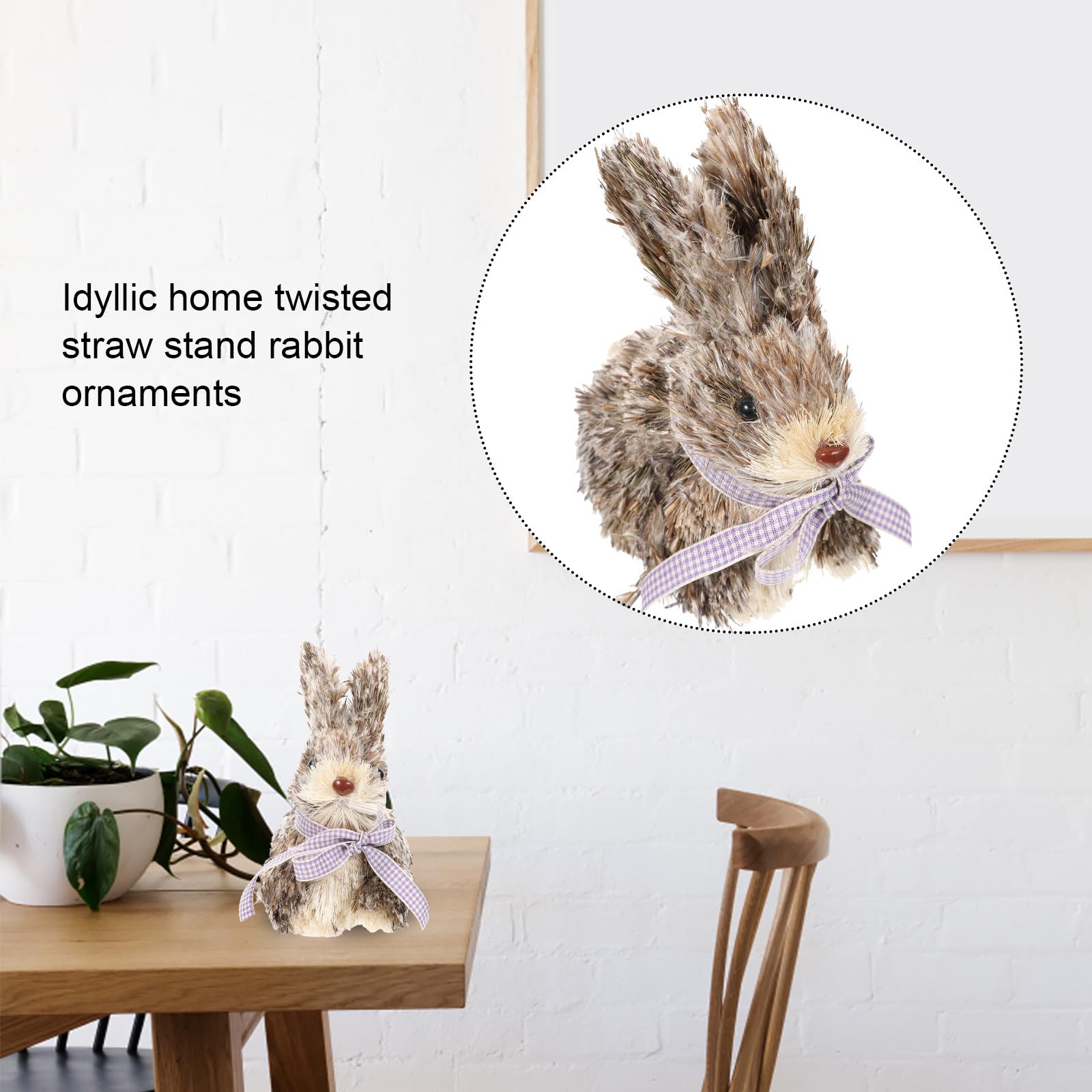 Alipis Décoration Lapin Paille Tressée Faite Main Ornement Animal pour Intérieur Chambre et Salon