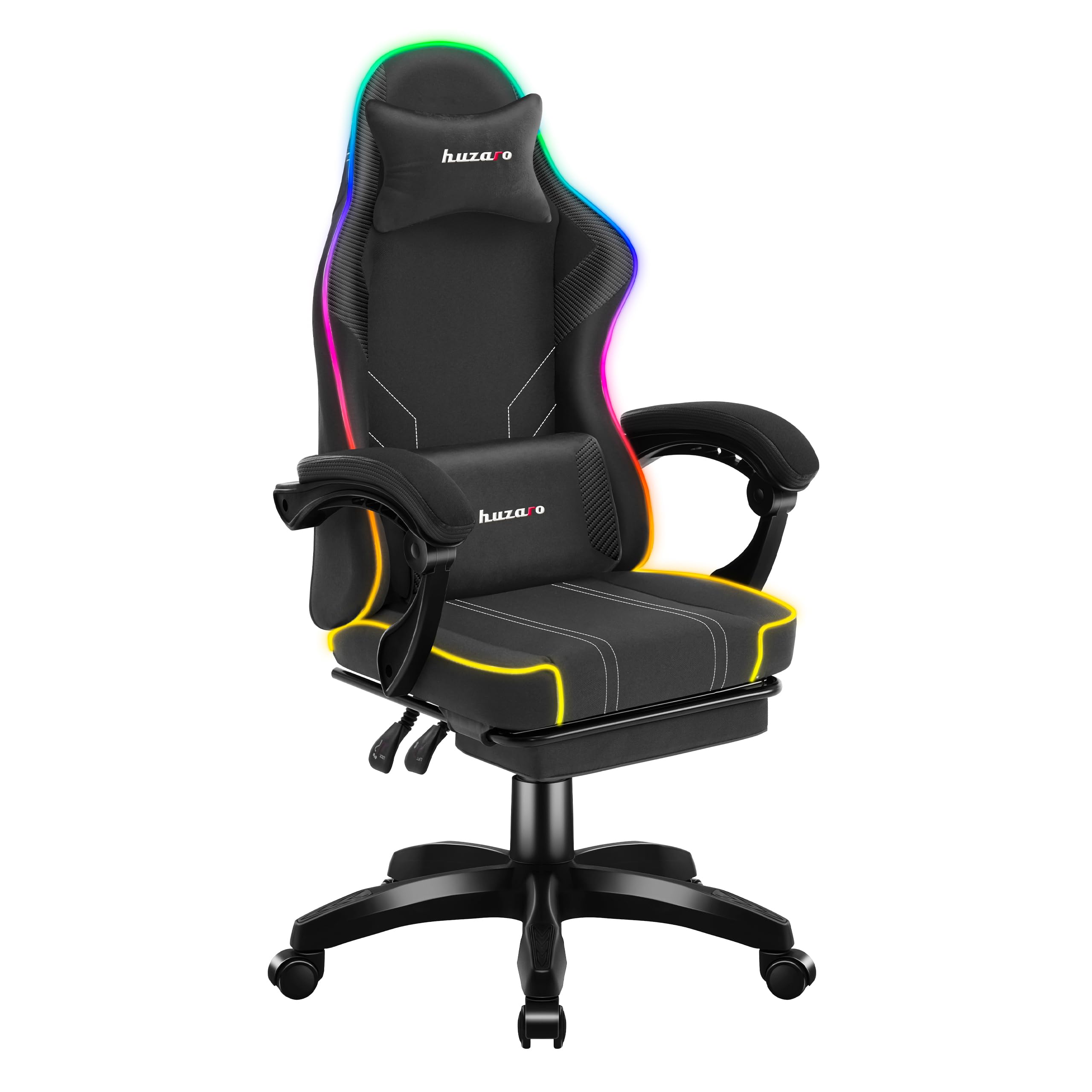 Chaise gaming RVB ergonomique contre le mal de dos avec dossier inclinable en tissu