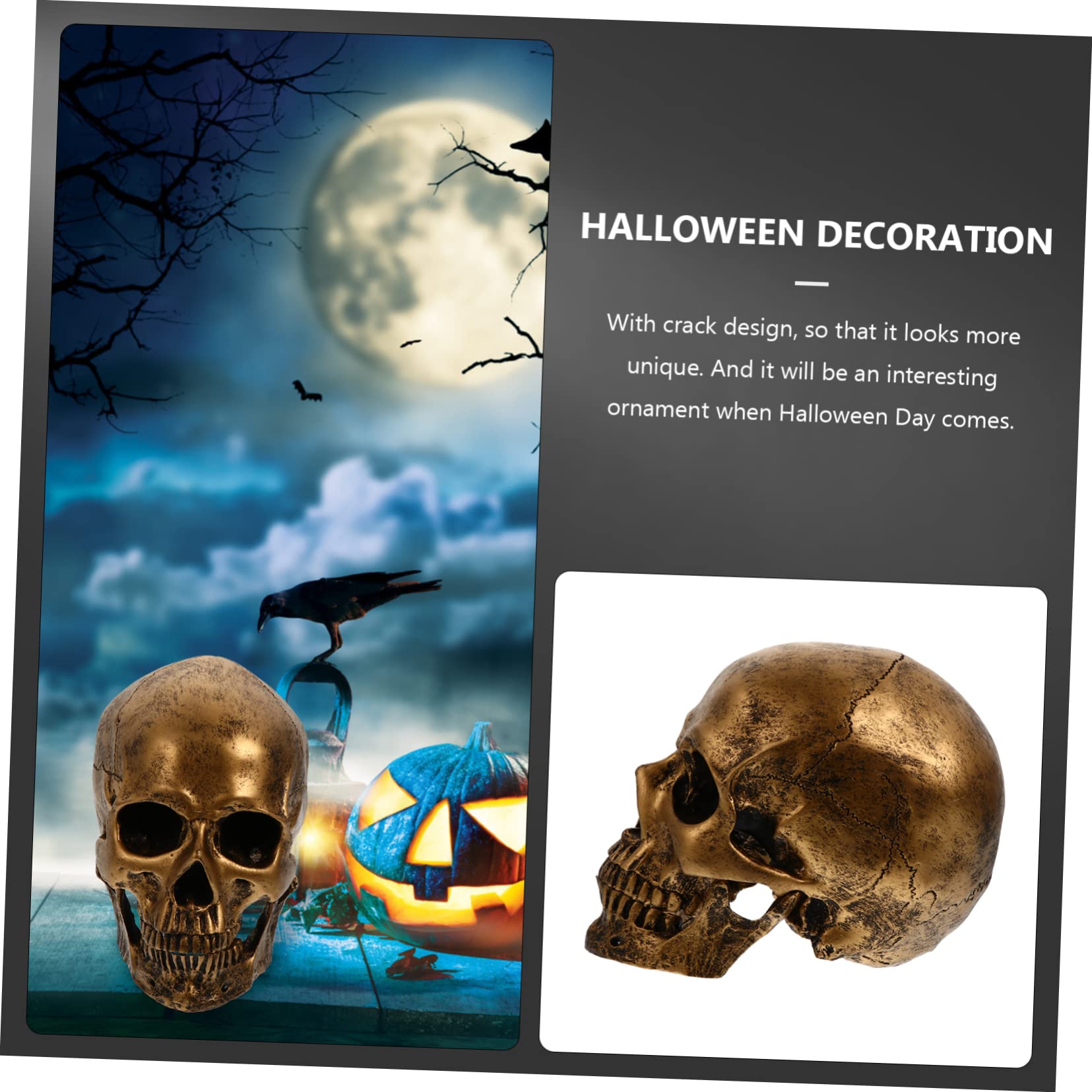 Alipis 2 Piezas Modelo de cráneo Humano decoración de cráneo Humano Figura de Esqueleto decoración Halloween decoración de Halloween Modelo Ornamento cráneo Adorno de Calavera de Resina