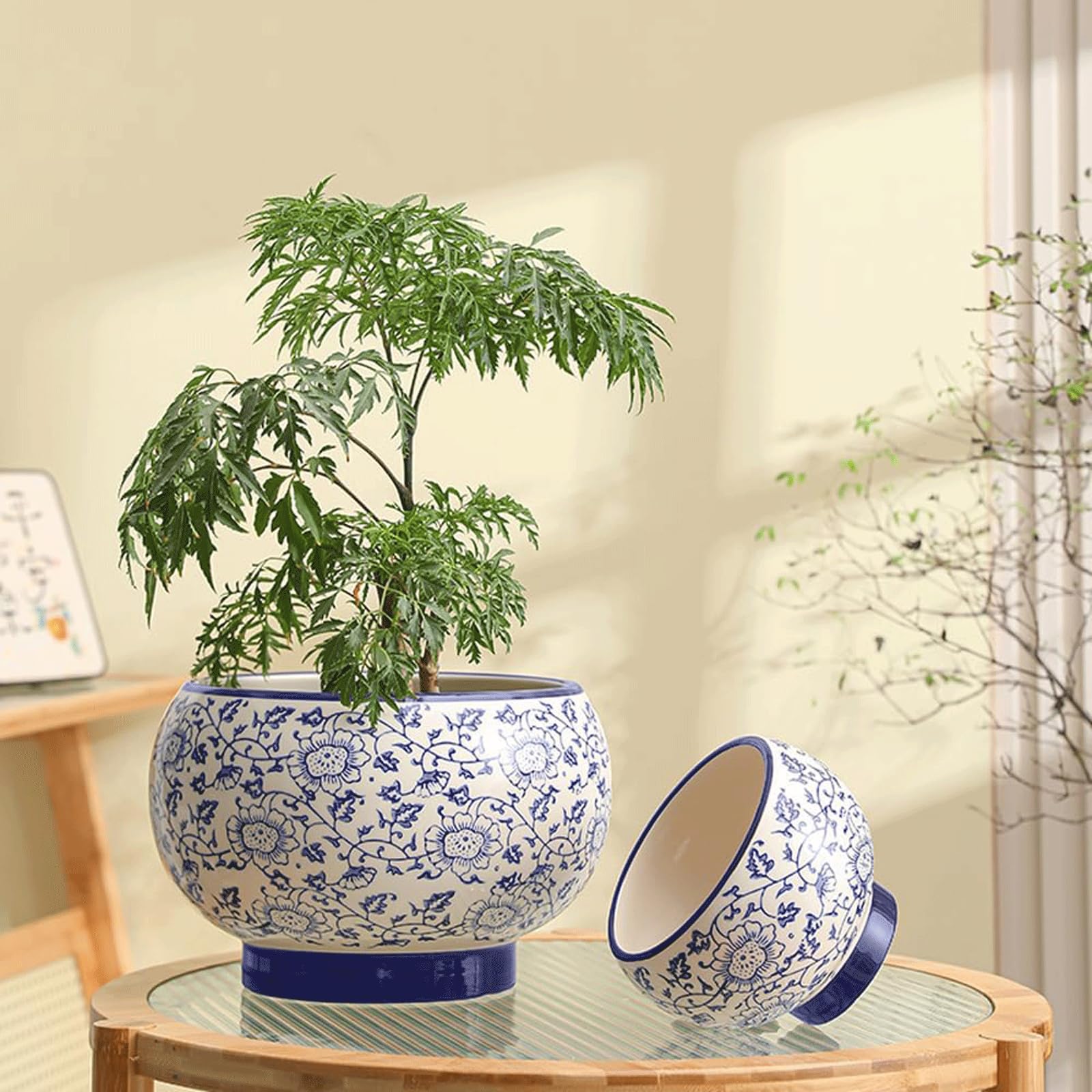 Blumentöpfe für Pflanzen, Porzellan, Pflanzgefäß, Keramik, moderne Glasur, Sukkulenten-Übertopf mit Ablaufloch, runder Blumentopf für drinnen und draußen, Kräuterschlange, Pflanzen, Pflanzenliebhaber
