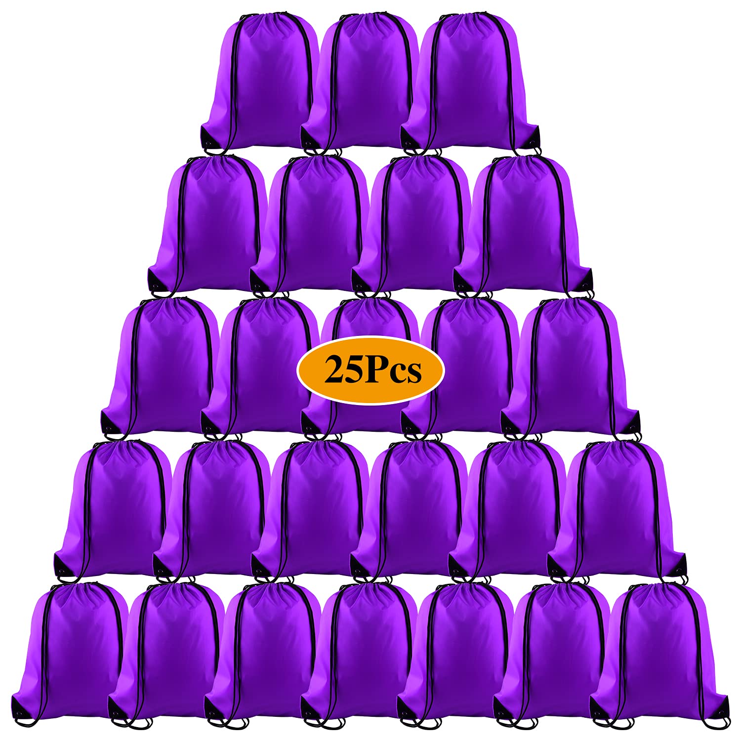 PLULON 25 Pcs Purple Drawstring Backpack Bags Bulk String Backpack Cinch Sack Pull Sport Gym Backpack Bags for Yoga Traveling Outdoor Sports