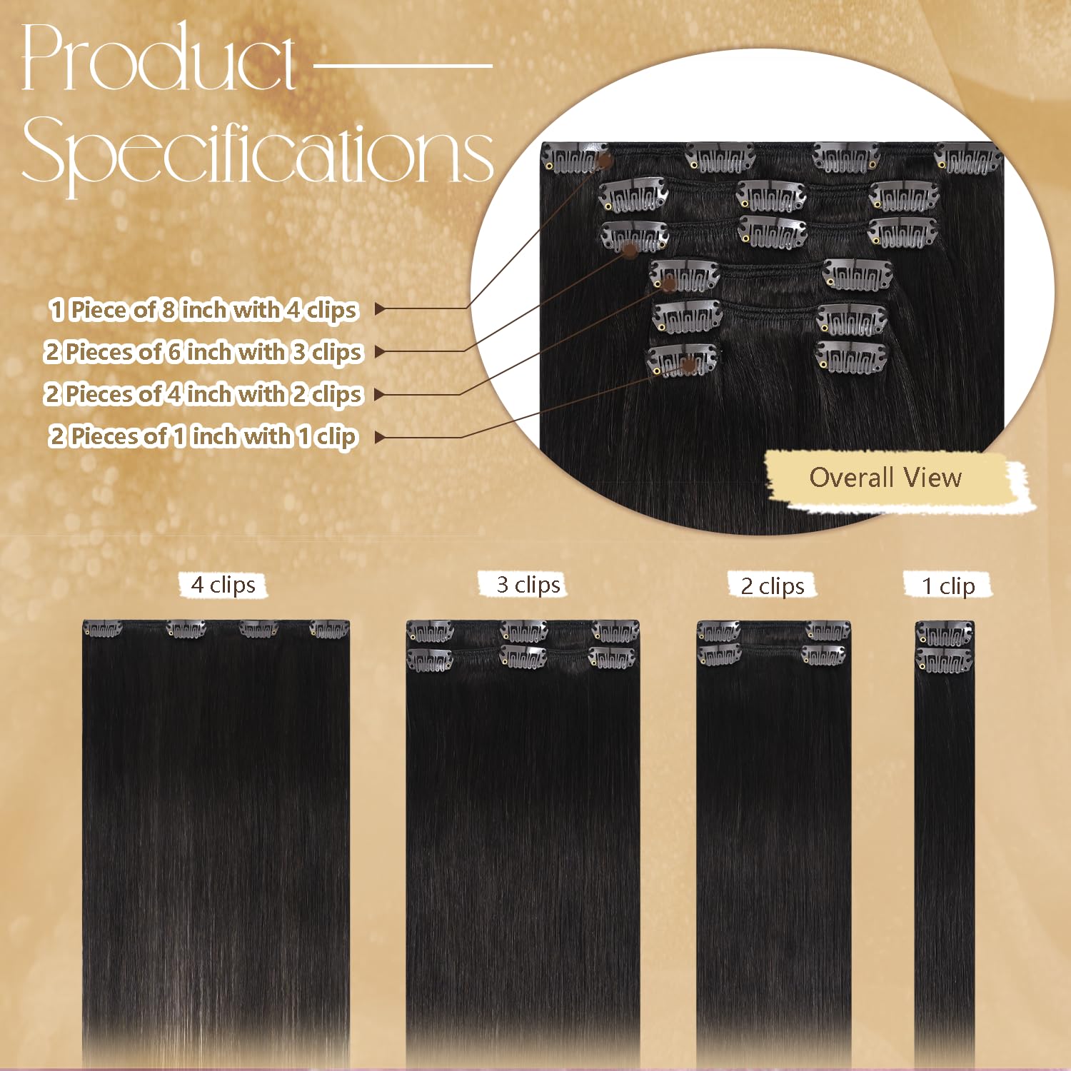 Brown Clip in Hair Extensions 18 Inches 85g #2 Dark Brown Natural Hair Extensions Human Hair 7pcs Straight Silky