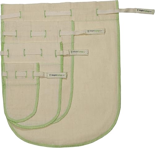 Miniatura 5 de Simple Ecology Worlds Best Bolsas reutilizables de muselina de algodón orgánico de malla fina (colador de leche de nuez, infusión fría, filtro de