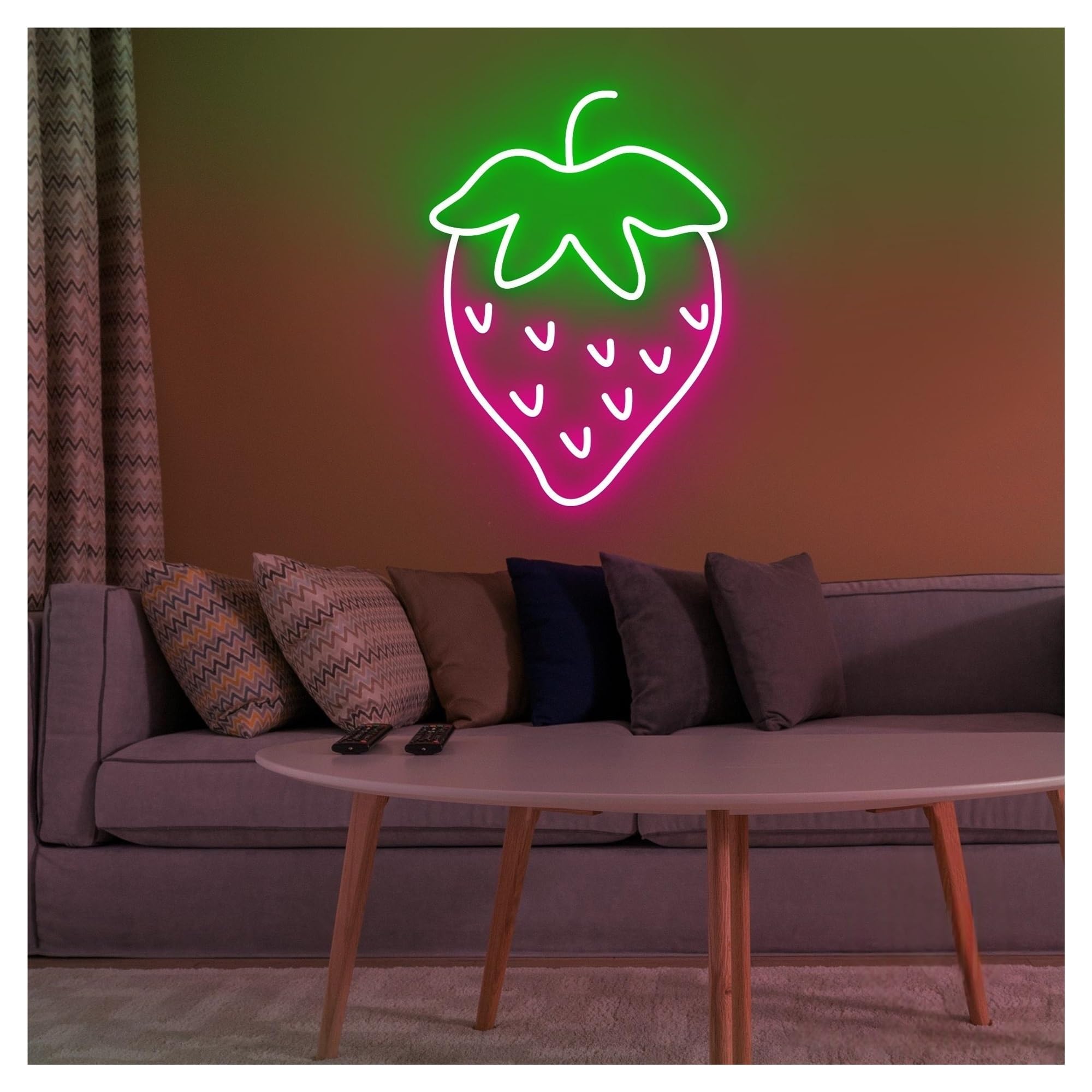 Shouxi D Sign Lamp Strawberry Neon Sign, Fruit Light For Wall Art Ecor, Farmhouse Kitchen 43Cm(D)