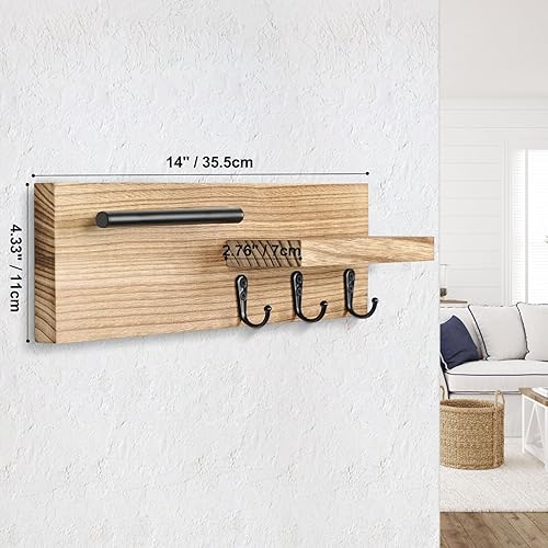Miniatura 7 de Soporte para llaves de pared, estante decorativo de entrada con ganchos para llaves, correa de perro, lentes de sol, colgador de llaves con 3