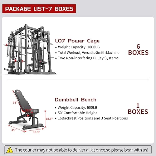 Miniatura 9 de Smith - Máquina con sistema de cruce de cables, jaula multifunción para sentadillas para gimnasio en casa, rack de energía y paquetes de pesas