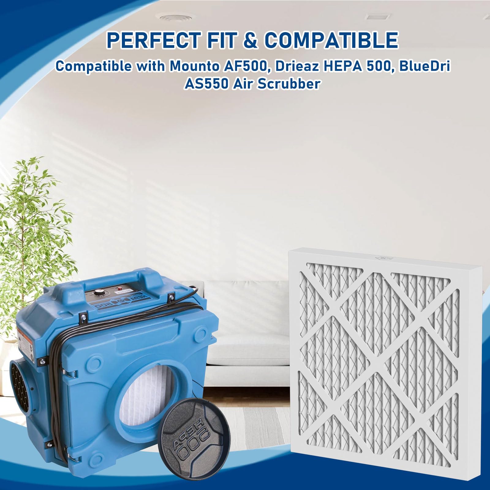 HEPA 550 Air Pre-Filter - Juego de repuesto MERV-13 compatible con Mounto AF500, Drieaz HEPA 500, BlueDri AS550 Air Scrubber, 40.6 cm de largo x 40.6 cm de ancho x 1.9 cm de alto, paquete de 5