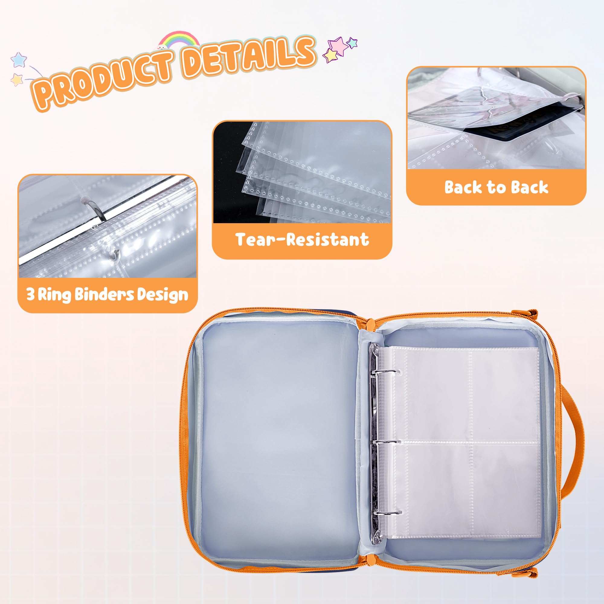 LoDrid Card Binder Compatible with Yoto Card, 4 Pocket 409 Cards Holder Album with 50 Removable Sleeves - Image 2