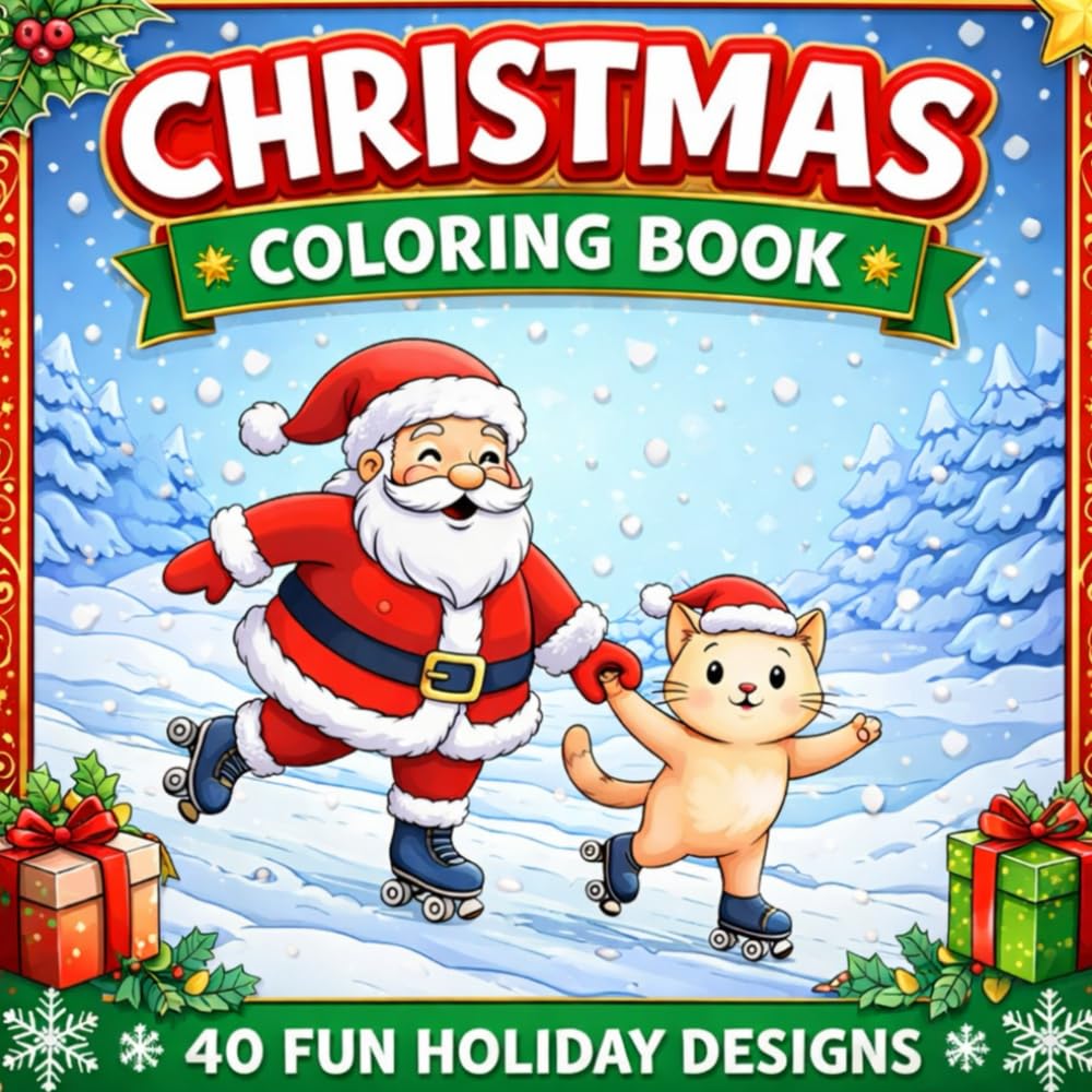 Christmas Coloring Book for Adults: Cozy & Playful, adult coloring book, Funny Santa Adventures, Relaxing Winter Scenes & Stress-Relief Holiday Art