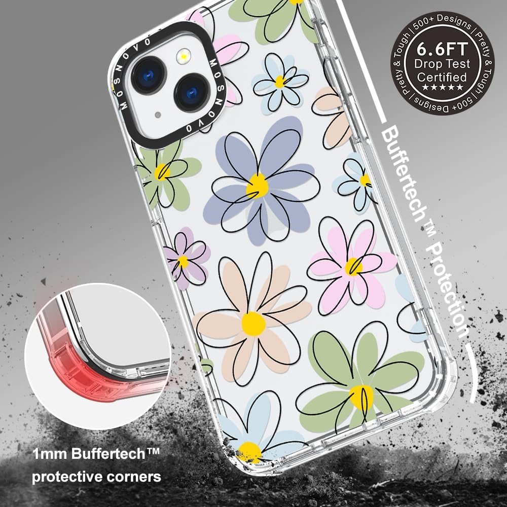 MOSNOVO Case for iPhone 13, [Buffertech 6.6ft Military-Grade Drop Protection] [Anti Peel Off Tech] Clear TPU Bumper Phone Case Cover Design - Linear Blooms iPhone 13 Clear - Linear Blooms image 5 of 6 B0DFTL45HK
