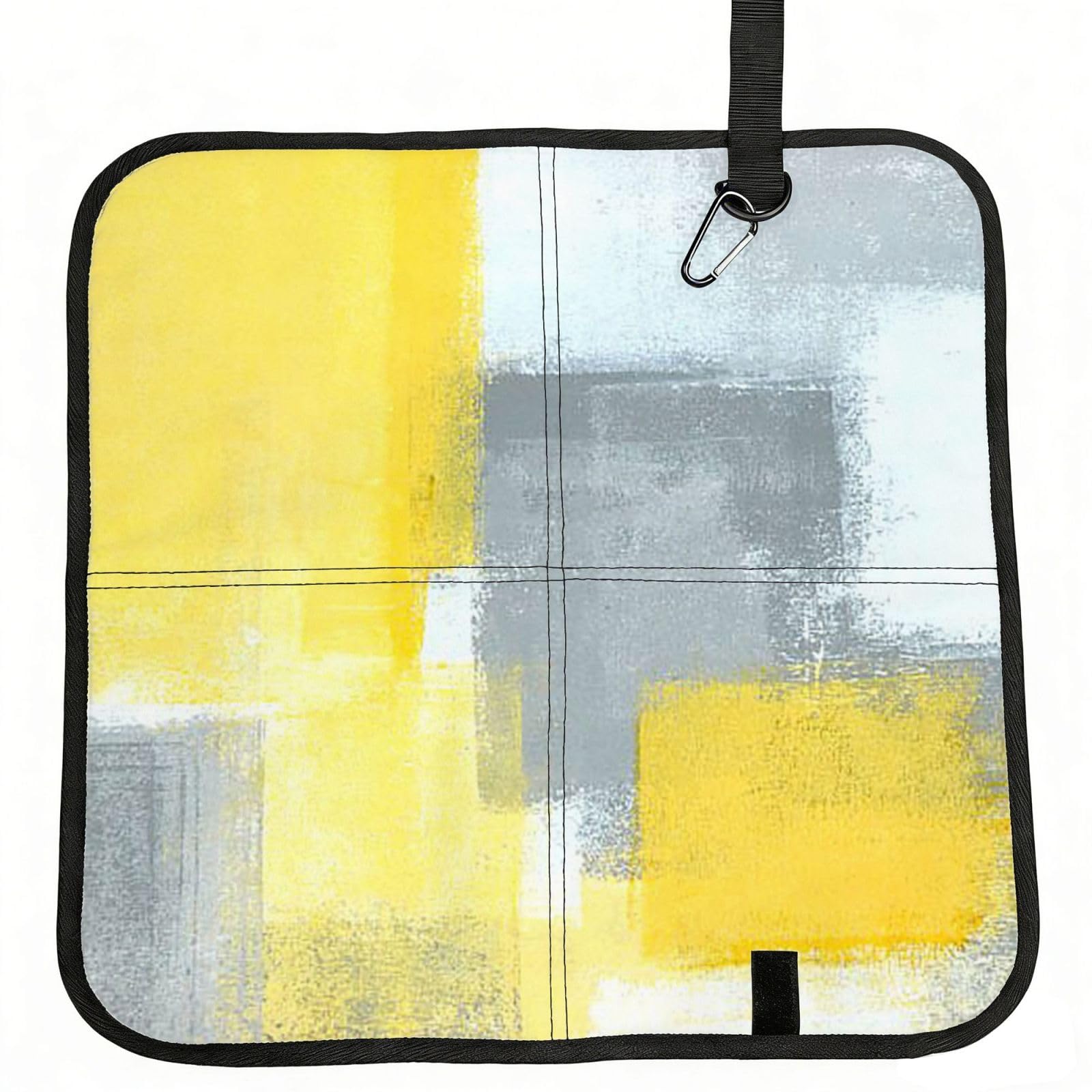 ERCgad Grey And Yellow Abstract Art Painting Print Foldable Seat Cushion Portable Chair Pad Lightweight Travel Outdoor Office Home
