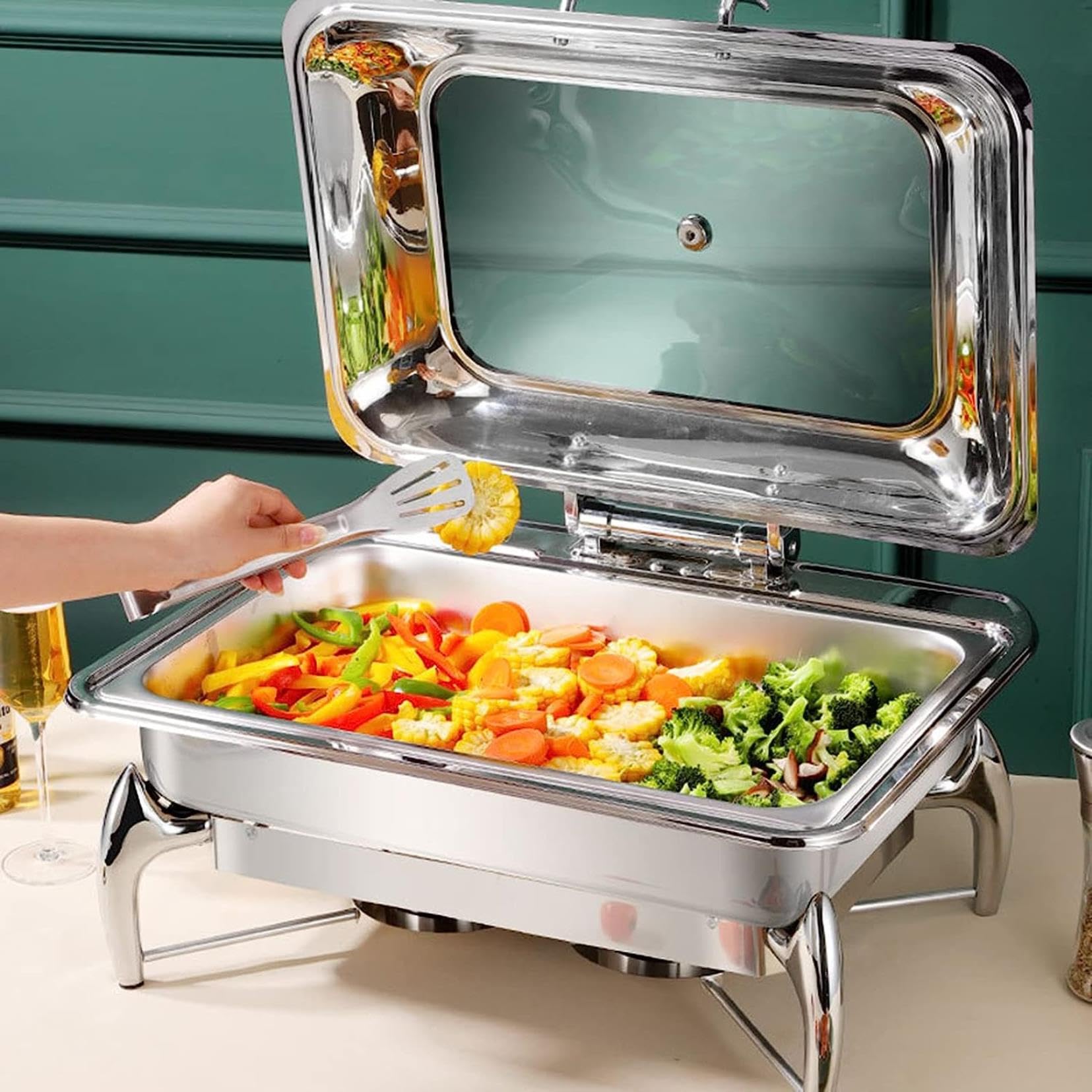 Sistemi di Riscaldamento per Buffet - Scaldavivande da Tavolo, Vassoi per Buffet con Coperchi, Vassoi per Il Controllo delle Porzioni, Scaldavivande su Carrell
