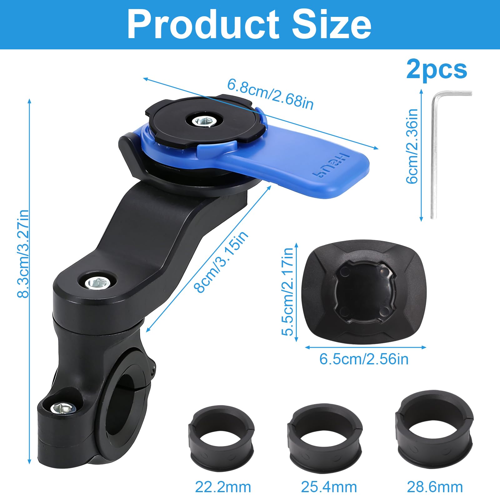nplaseta Supporto Manubrio per Moto, Universale Supporto per Bicicletta Staccabile Girevole a 360° per Smartphone da 4,7 a 7,2 cm, Porta Cellulare per Bicicletta Moto Veicolo Elettrico - 3