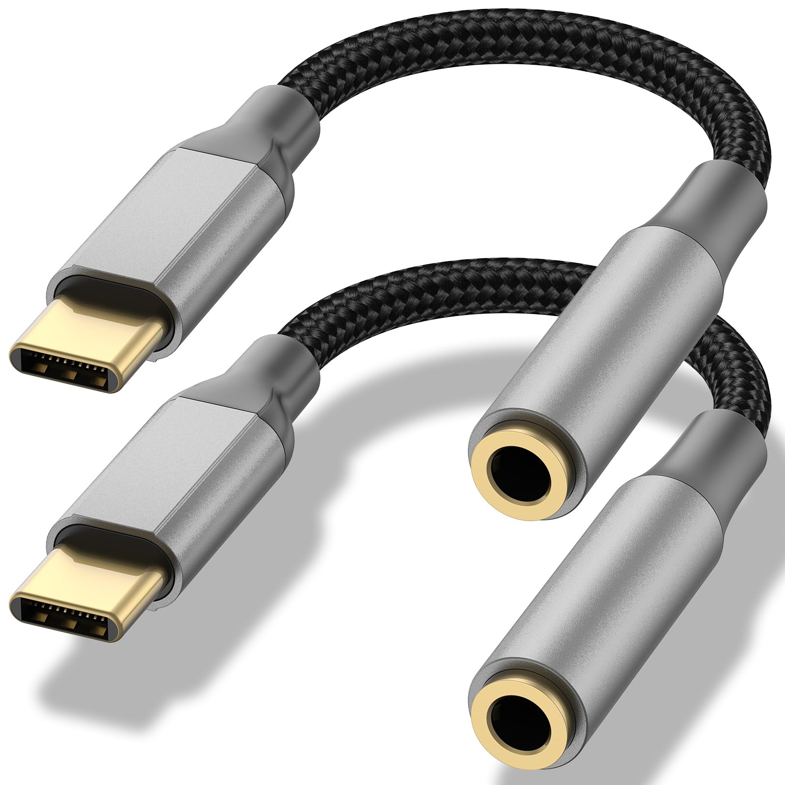 Cenepor USB C to 3.5mm Audio Adapter 2 Pack Dongle USB-C to 3.5 mm Headphone Jack Adapter Cable Cord USB Type C to 3.5mm Compatible with iPhone 16/15