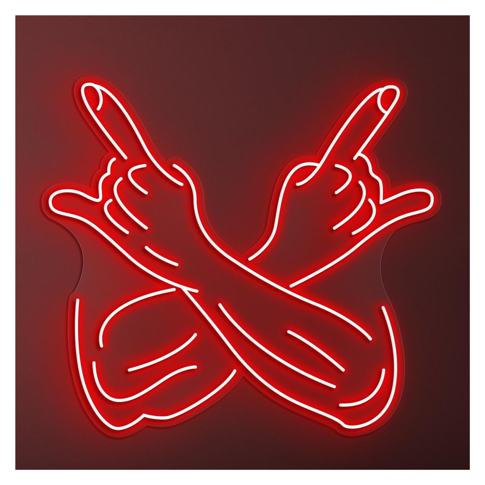 Hanging Art Neon Signs Rock Hand Neon Sign, Suitable For Game Room Decor With Brightness Adjustable 50cm(Red)
