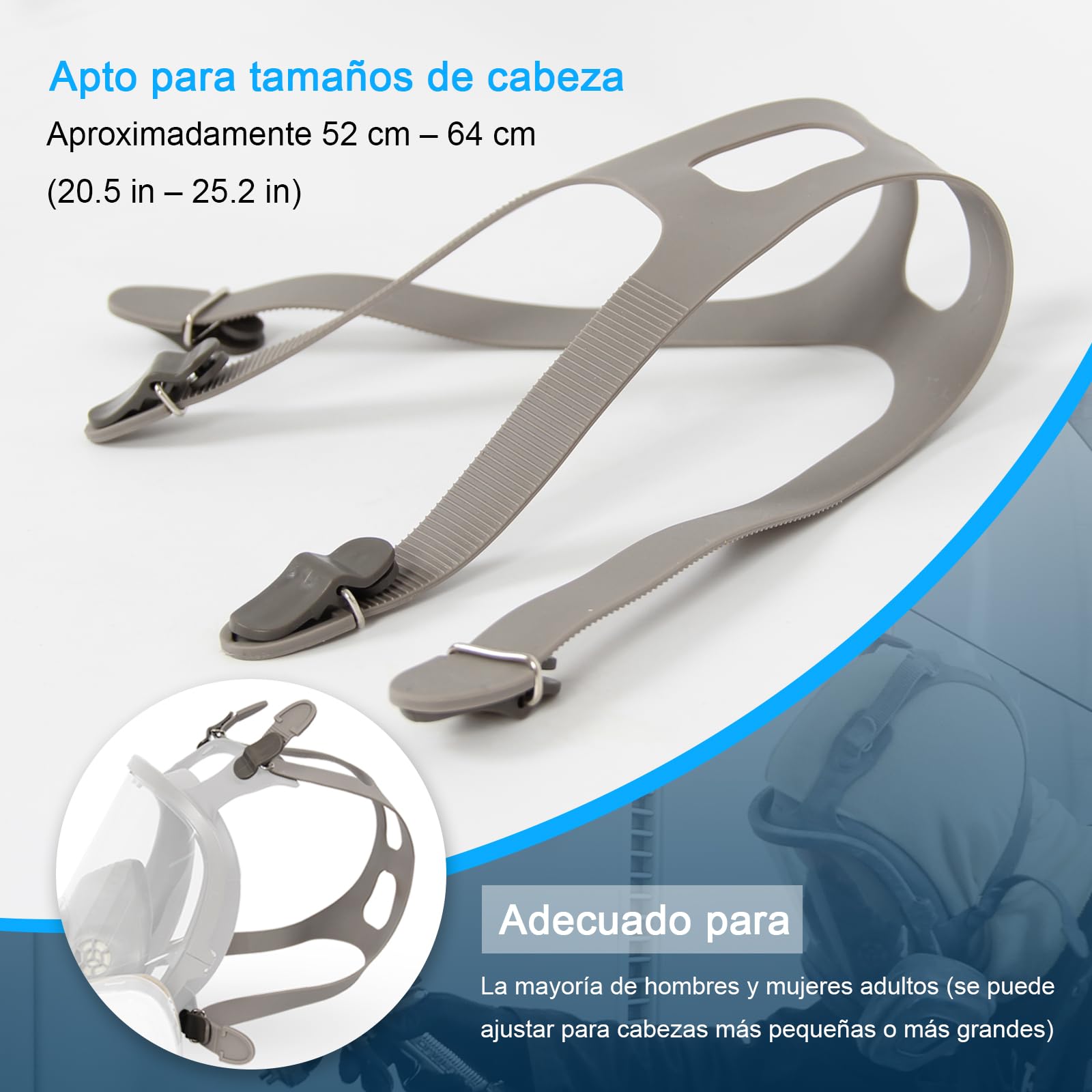 Arnés Para La Cabeza 6897 Compatible con serie 6000, 6700, 6800 y 6900 de 3M, Trudsafe 6800, Recambio de Arnés de Cabeza para Respirador Facial Completo