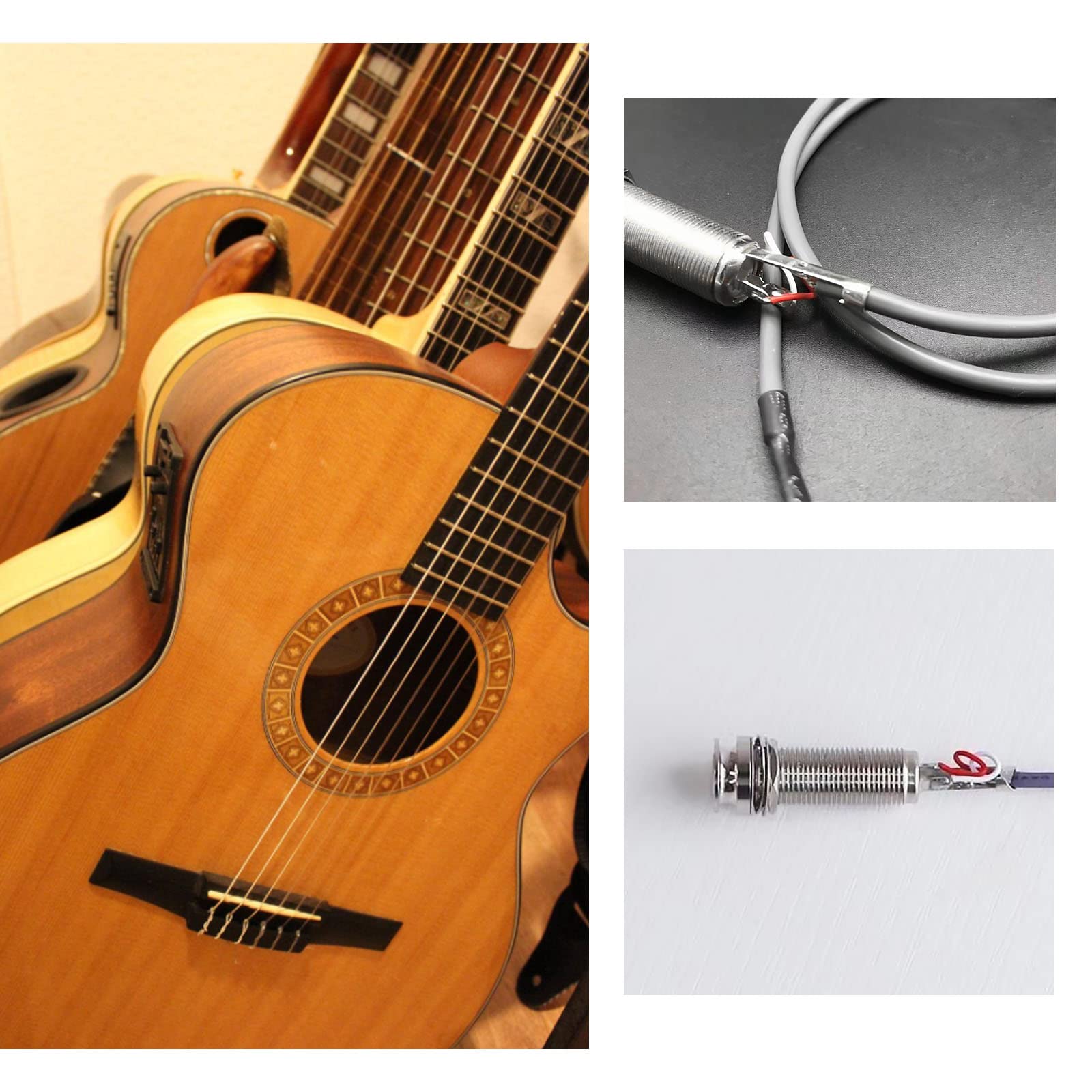 2 Jack Uscita 1/4 Pollici Per Chitarra E Basso - Cilindro End Pin In Argento, Stereo/mono - Foto 5