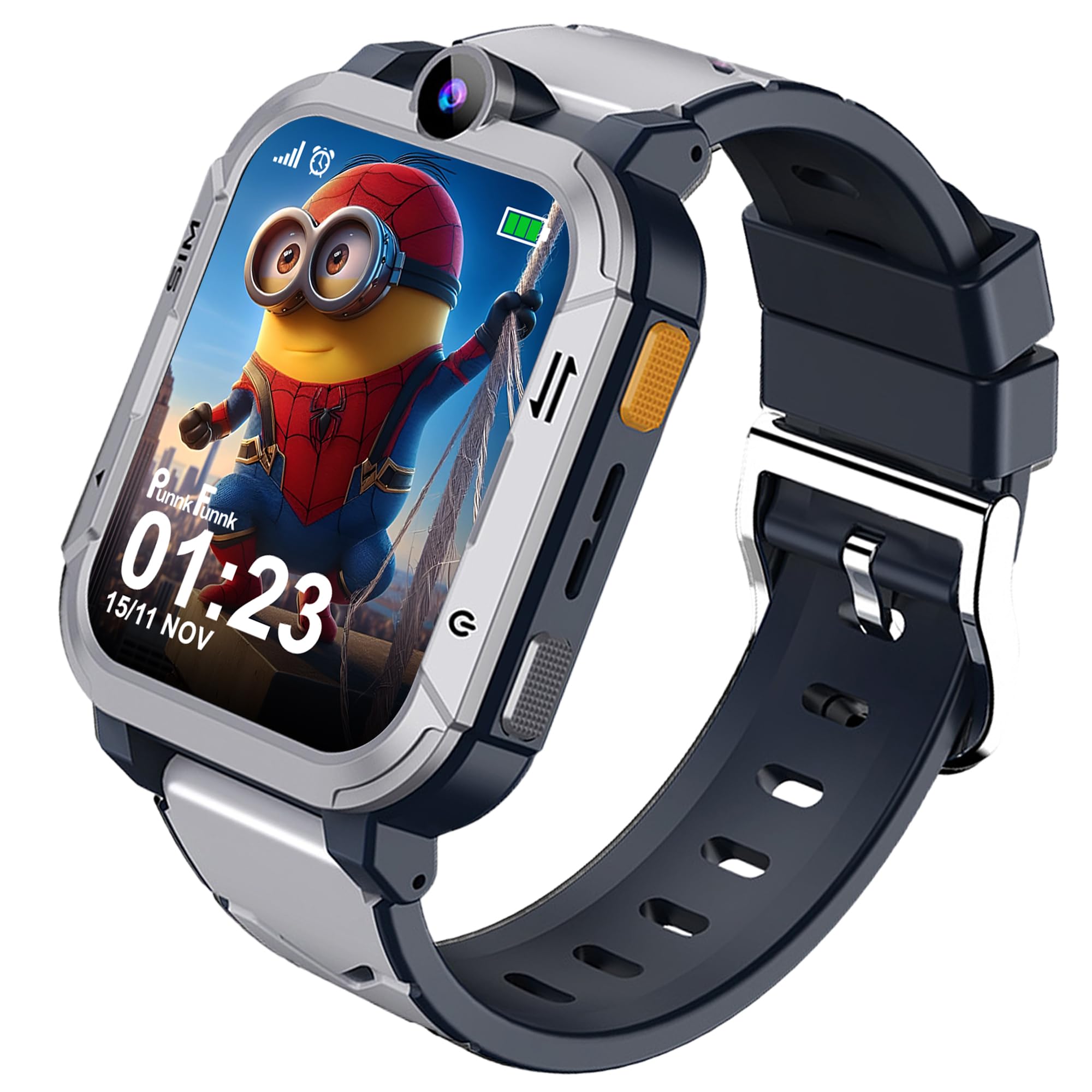 PunnkFunnk Musk Safeguard 5G/4G Kids Smart Watch with SIM Calling, GPS Tracker, Video Call, SOS Alerts, Face Unlock, Games, IP67, 800mAh Battery, Voice Chat(Grey)-image-12