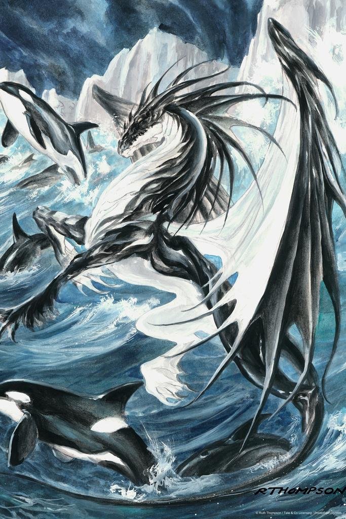 Amazon.com: Oceanus Dragon With Orcas by Ruth Thompson Fantasy
