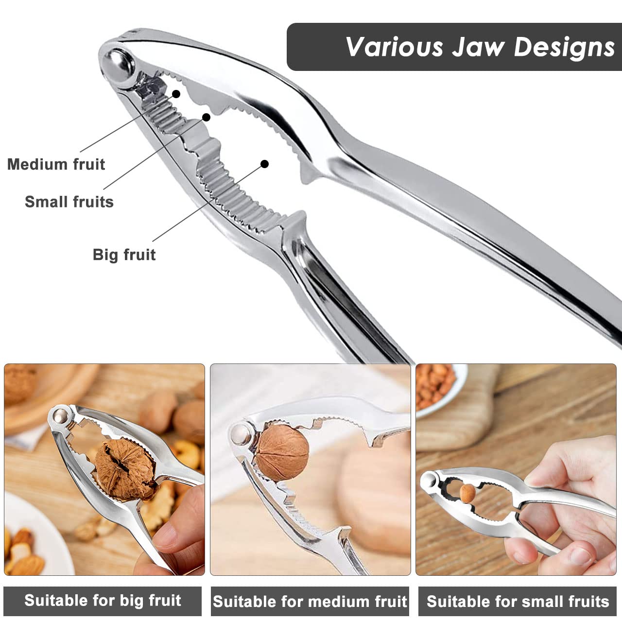 Schiaccianoci In Metallo Antiscivolo - Rompi Noci Per Mandorle, Nocciole E Frutti Di Mare - Foto 3