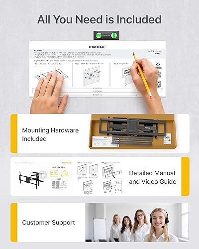 Miniatura 9 de monTEK Soporte de pared XXL de movimiento completo para televisores extra grandes de 60 a 120 pulgadas, soporta 265 libras, VESA máximo de 900 x
