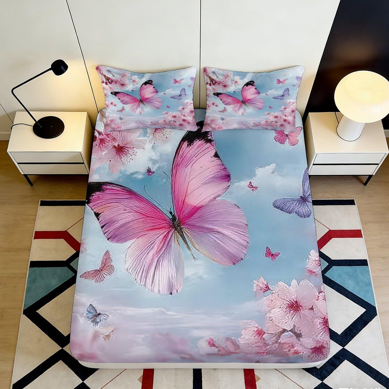 3D Printed Wildlife Fitted Sheet Microfiber Deep Pocket Bedroom Bedding Forest Art Mattress Fitted Cover for Adults Teens 120x200x25cm