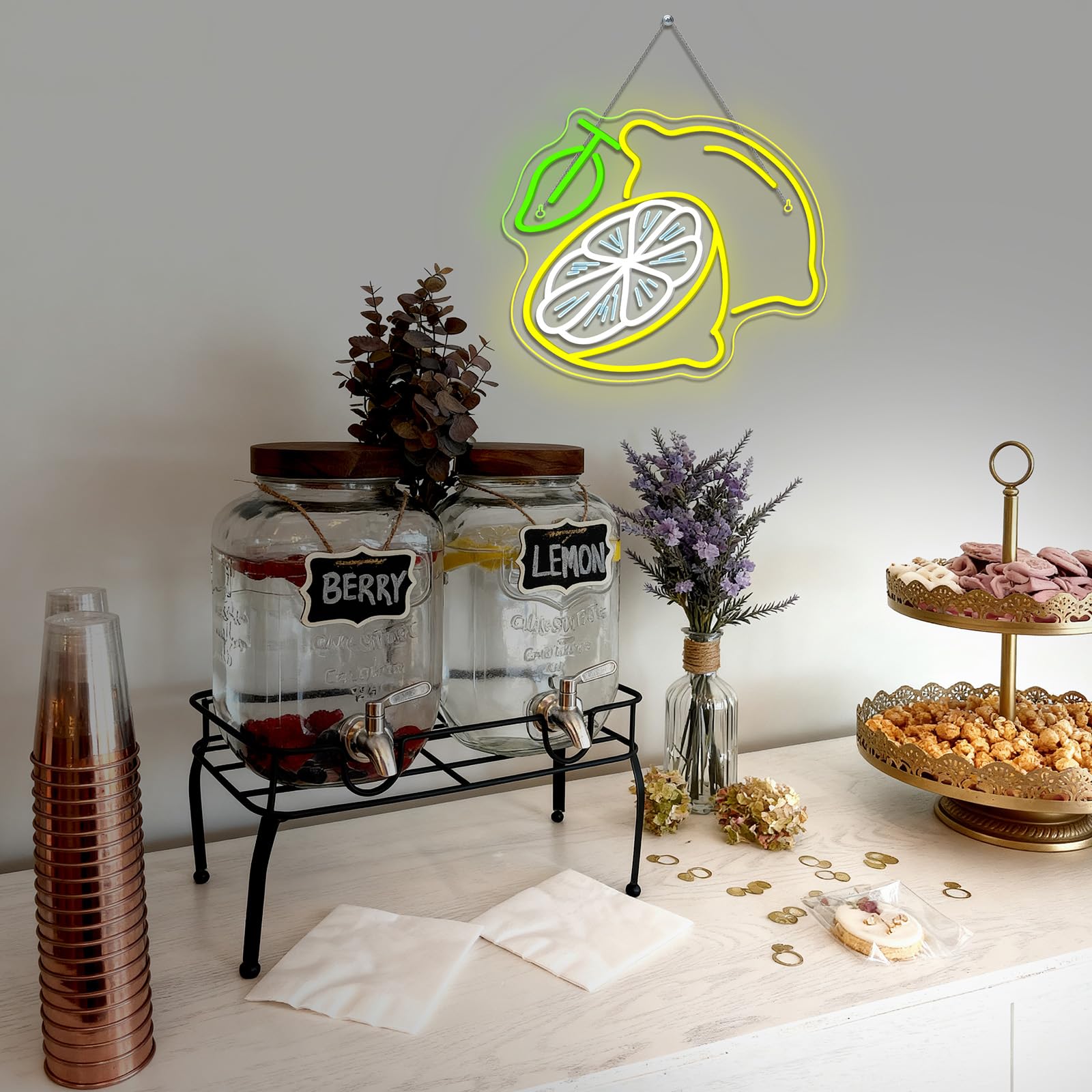ineonlife Limone Scritte Neon, Lemon Scritta Led, Insegne Luminose per Decorazione, Insegna Neon per Negozio di Limonate,Negozio di Frutta,Negozio di Bevande,Cucina,Soggiorno,Camera da Letto,Bar