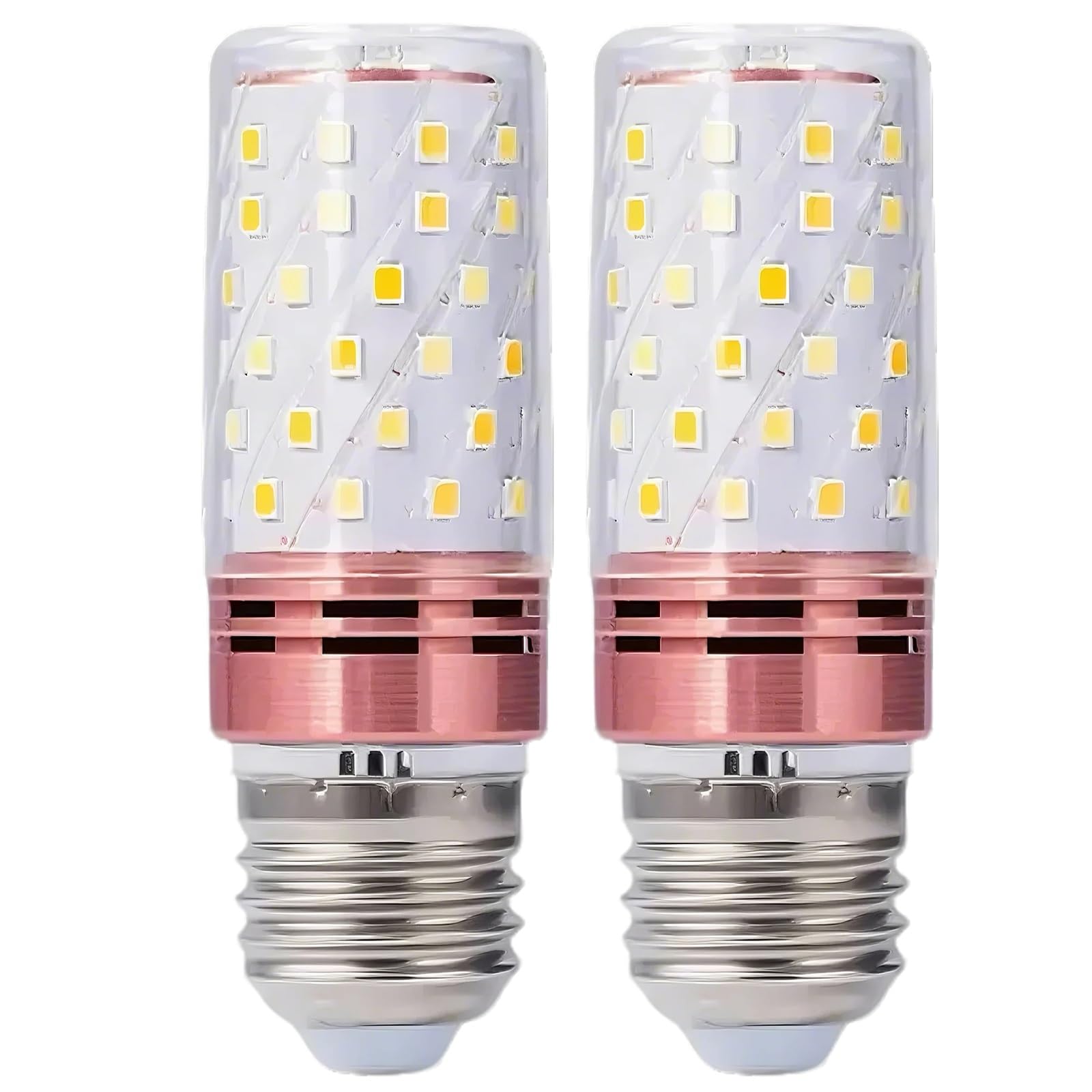 ZFFOZZ E14/E26/E27 LED Corn Light Bulbs 12W 16W Standard Screw Base 60W Equivalent for Rv, Off Grid Solar Panel Project, Boat, Pack of 2(E27-16W-pink,Yellow)