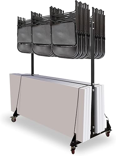 Miniatura 9 de AdirOffice Carrito plegable para silla de dos niveles, asientos plegables colgantes con ruedas, camión de carrocería de acero con ruedas giratorias