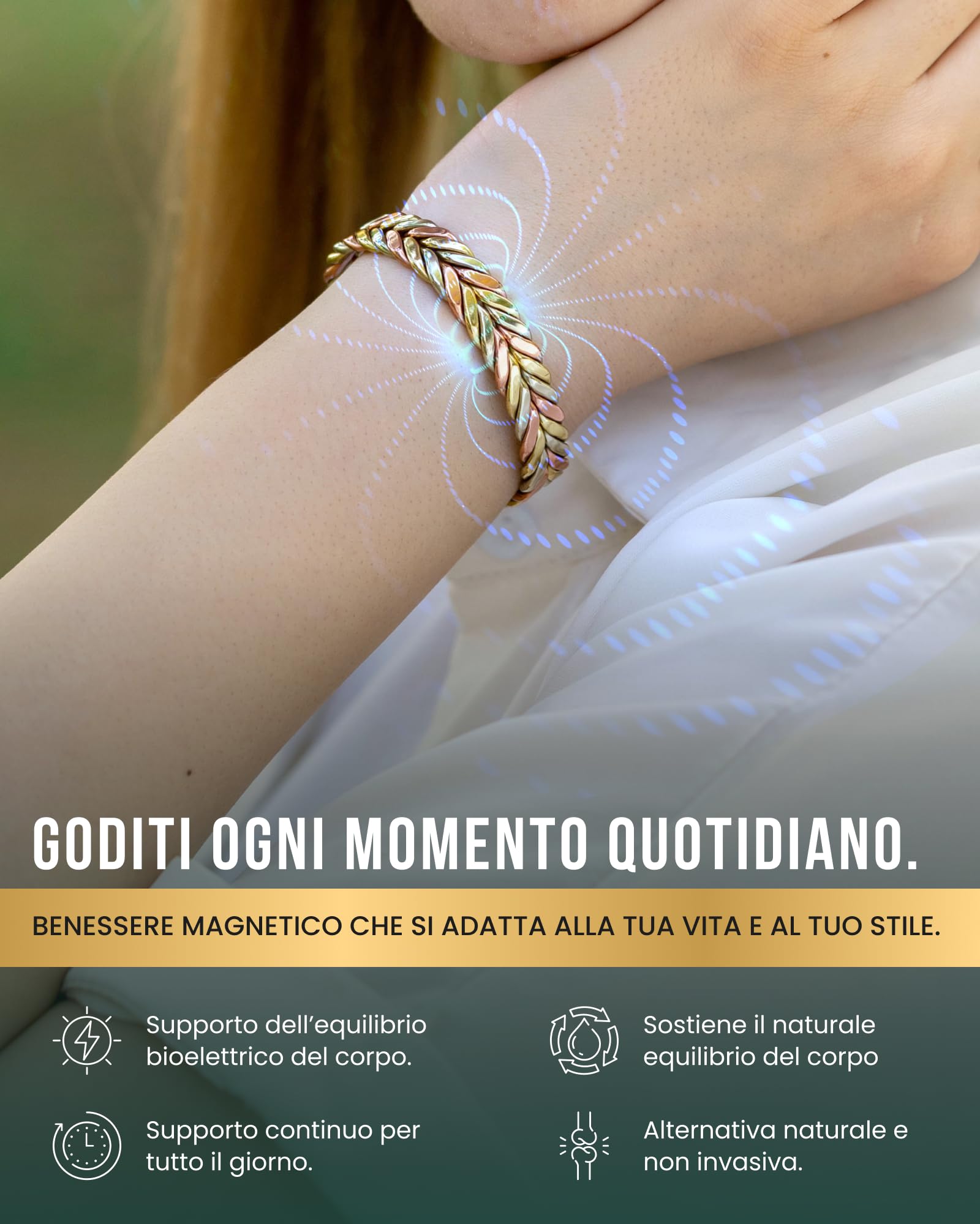 MagnetRX® Bracciale Magnetico Donna in Rame Puro con 6 Potenti Magneti al Neodimio – Braccialetto Magnetico Regolabile – Bracciale Rame Ipoallergenico per la Magnetoterapia