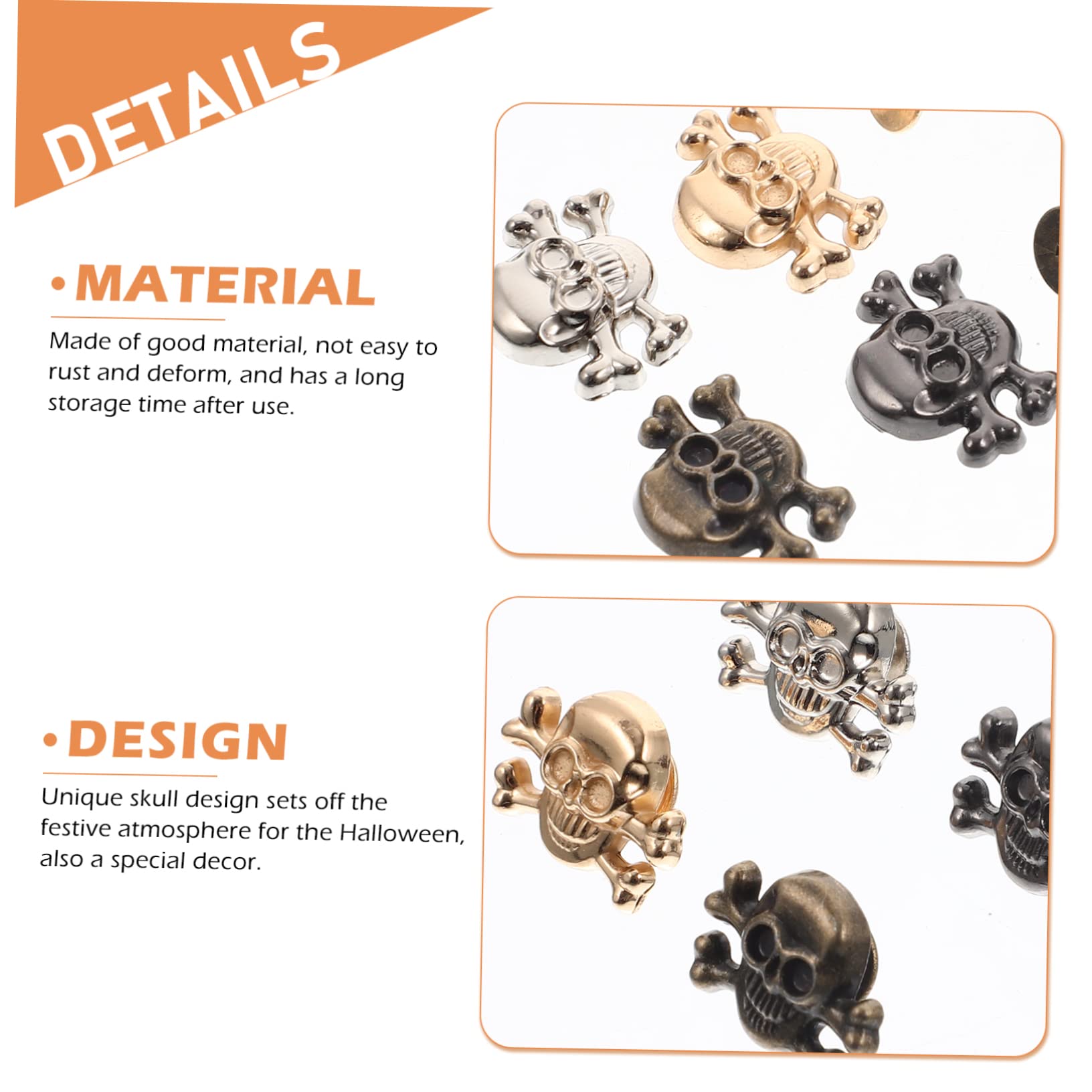 SEWACC 160 Juegos remaches de calavera craft moda decoración ropa tachuelas de calavera de plata tachuelas de calavera punk remaches artesanales de cuero kit de remaches de cuero aleación