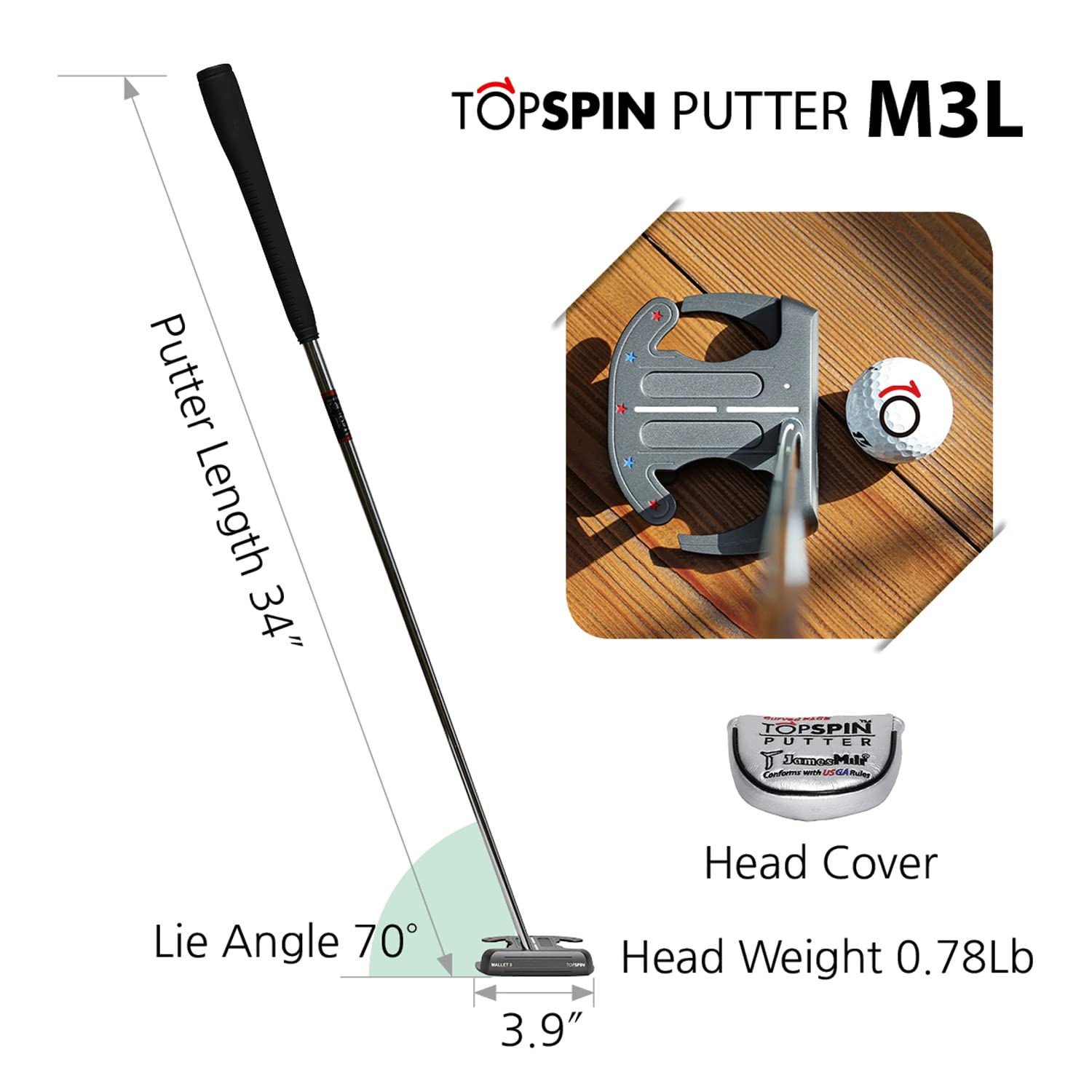 Amazon | [JAMESMILR TOPSPIN] マレット3 左馬蹄型 | TOP SPIN | パター