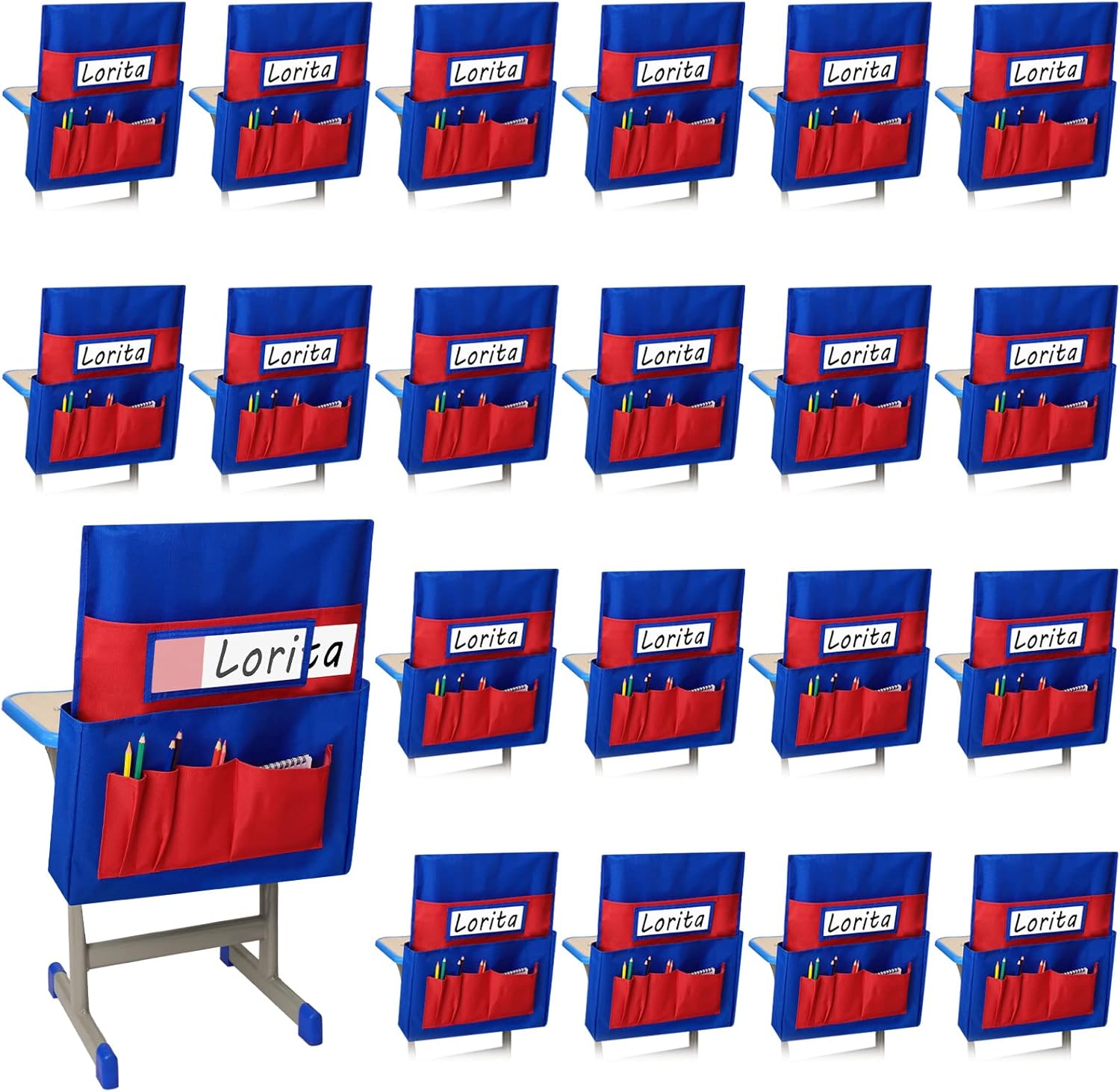 Panelee 20 Pcs 19 Inch Chair Pockets for Classrooms 19 Inch Chair Seat Pocket Chair