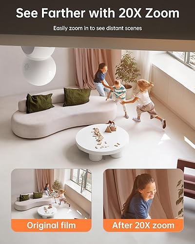 Miniatura 3 de FOSCAM Cámaras 3K 5MP WiFi para mascotas para seguridad en el hogar, cámara interior de 2.4 GHz Monitor de bebé con inclinación panorámica de 360,