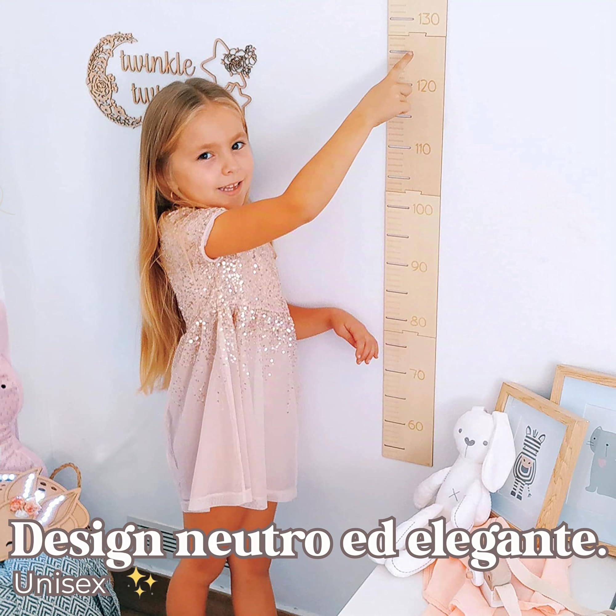 Nagu Metro Bambini da Parete Legno Misuratore Altezza 63-162 cm Personalizzato