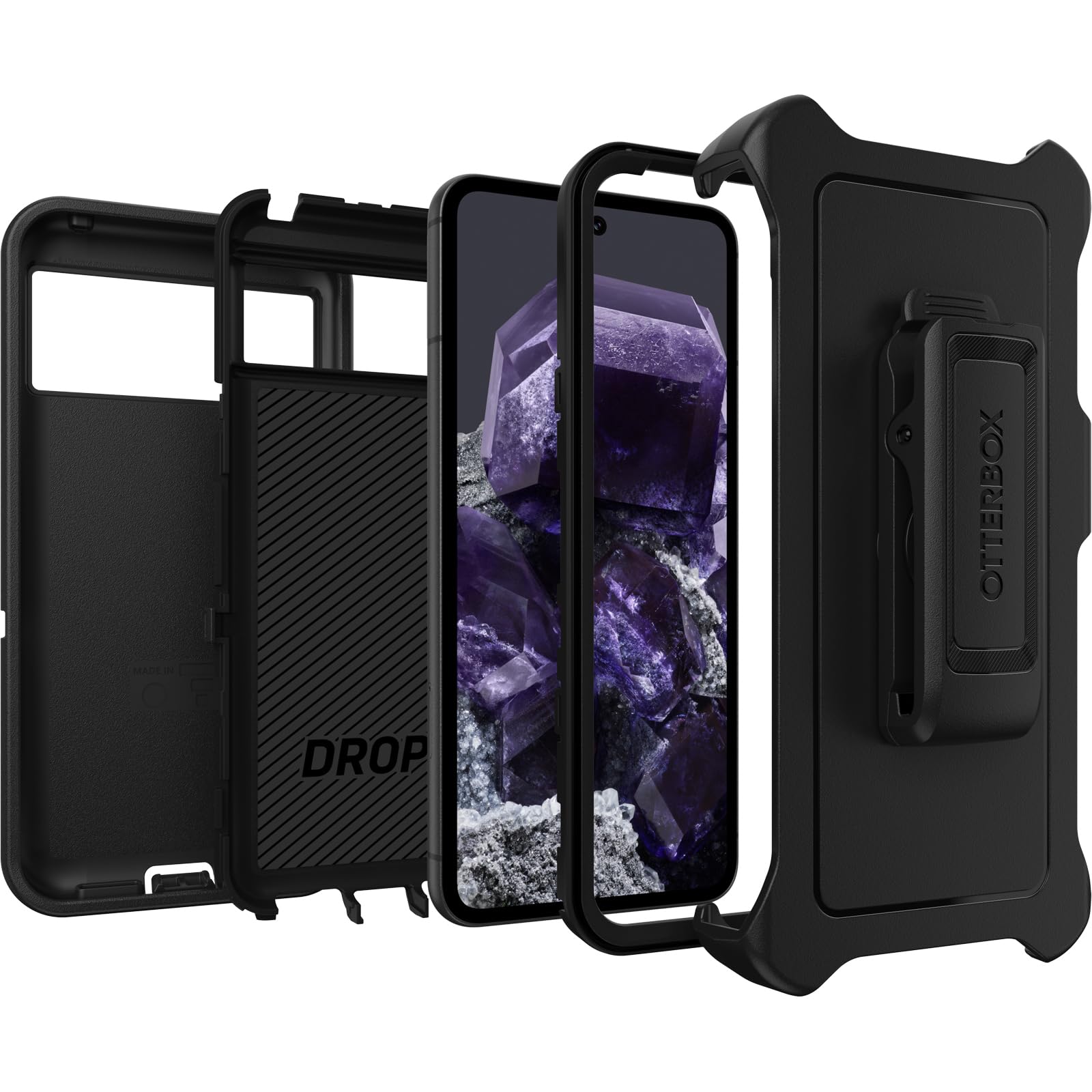 OtterBox Defender Hülle für Google Pixel 8, stoßfest, sturzsicher, Ultra-robust, schützende Hülle, 5X getestet nach Militärstandard, Schwarz