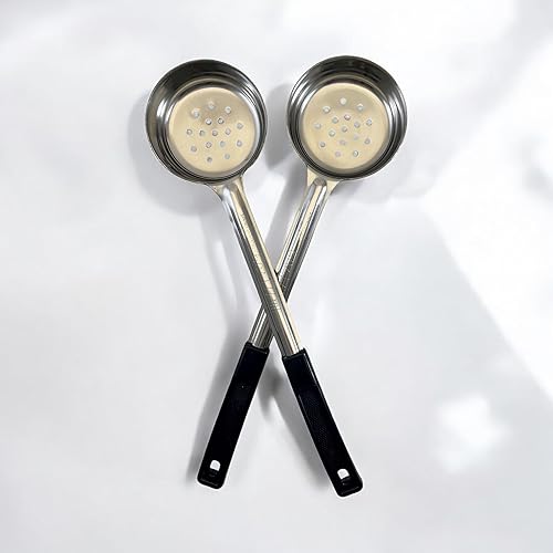 Miniatura 6 de Cuchara ranurada de acero inoxidable para control de porciones de 6 onzas para medir y servir cucharas de grado comercial (paquete de 2)