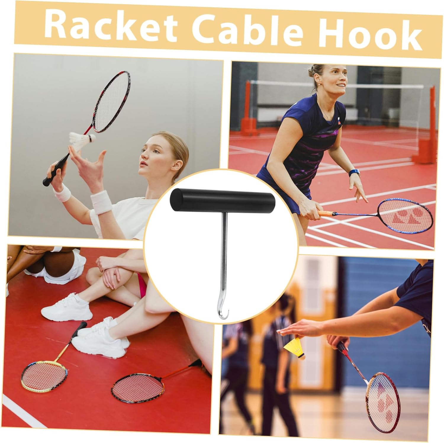 Milisten Badminton Racket Stringing Hook Tool Precision String Control for Amateur Players Durable Stringing Machine Accessory for Easy Threading and Maintenance